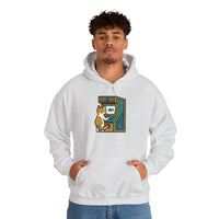 Arcade Gaming Pixel Cat Hoodie - Classic Fit Cotton Blend Pullover - Unisex White