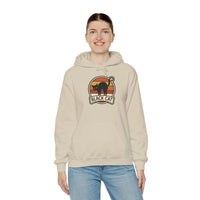 Black Cat Retro Sunset Hoodie - Heavy Blend Cotton-Poly Fleece - Unisex White