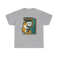 8-Bit Pixel Gaming Cats Arcade T-Shirt - Heavy Cotton Classic Fit Tee - Unisex White