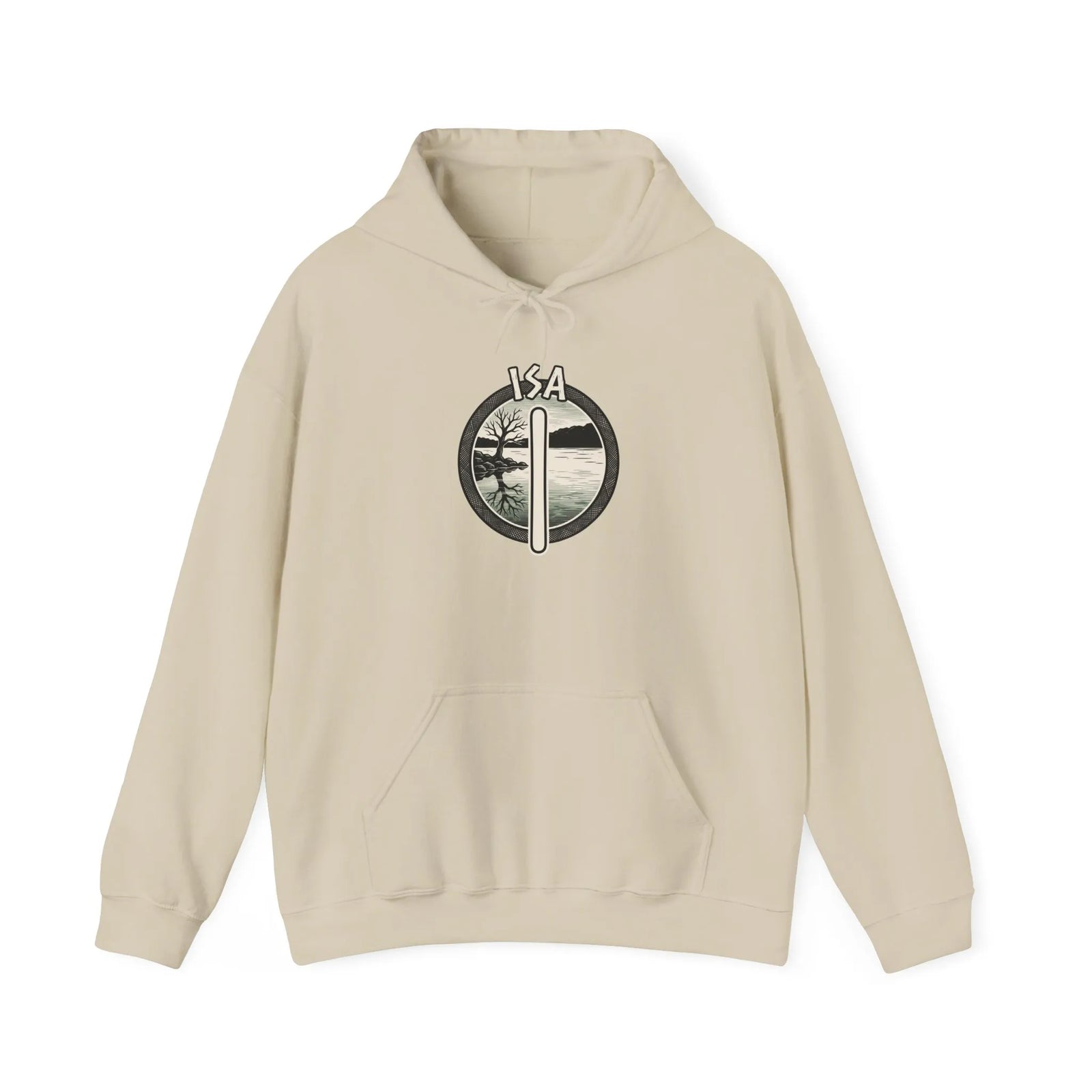 Isa Rune Ice Stillness Hoodie - Heavy Blend Fleece Pullover - Unisex White