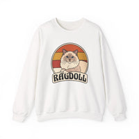 Ragdoll Cat Retro Sunset Sweatshirt - Heavy Blend Fleece Crewneck - Unisex White