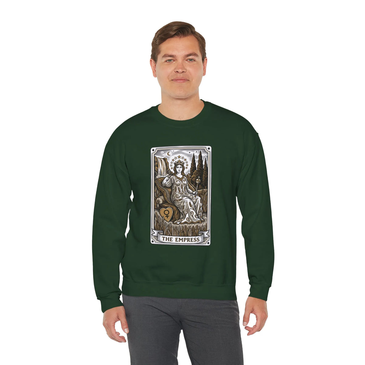 Major Arcana Empress Tarot Card Sweatshirt - Soft Heavy Blend Crewneck - Unisex White