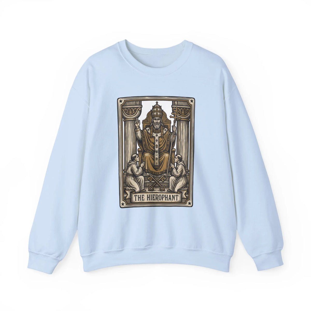 Hierophant Tarot Card Sweatshirt - Heavy Blend Crewneck Fleece - Unisex Ash