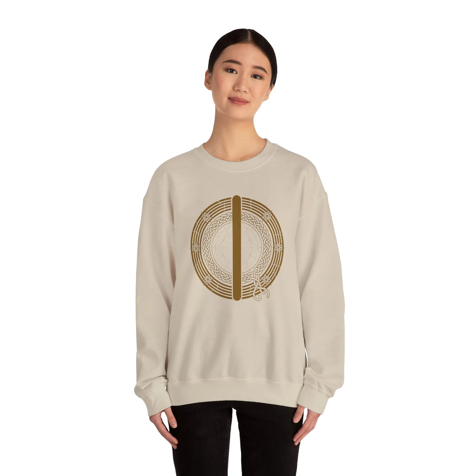 Isa Rune Ice Stillness Sweatshirt - Midweight 50/50 Cotton Poly Fleece - Unisex White
