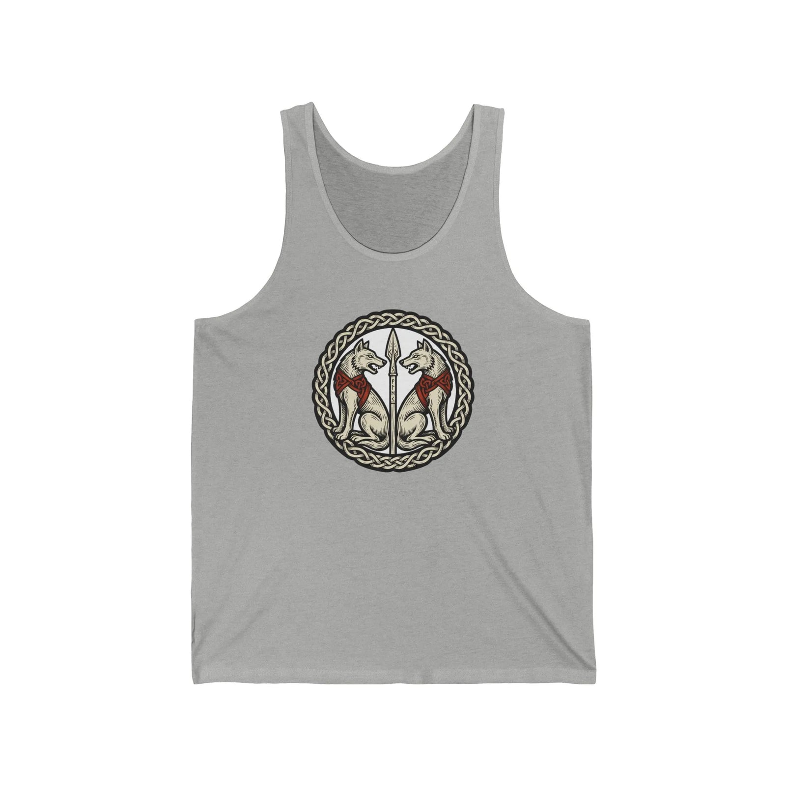 Odin's Wolves Geri & Freki Woodcut Tank Top - Soft Ring-Spun Cotton Jersey - Unisex White