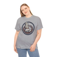 Runestone Hound Odin's Wolves Norse T-Shirt - Heavy Cotton Classic Fit Tee - Unisex White