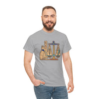Egyptian Scales Pharaoh Cat Graphic T-Shirt - Heavy Cotton Classic Fit Tee - Unisex White