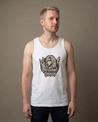 Headbanger Rocker Dogs Graphic Tank Top - Soft Combed Cotton Jersey - Unisex White