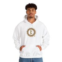 Berkana Earth Mother Rune Hoodie - Heavy Blend Fleece Pullover - Unisex White