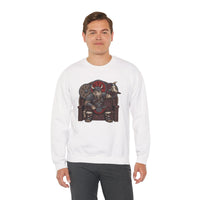 Viking Berserker Cats Graphic Sweatshirt - Heavy Blend Classic Fit Crewneck - Unisex White
