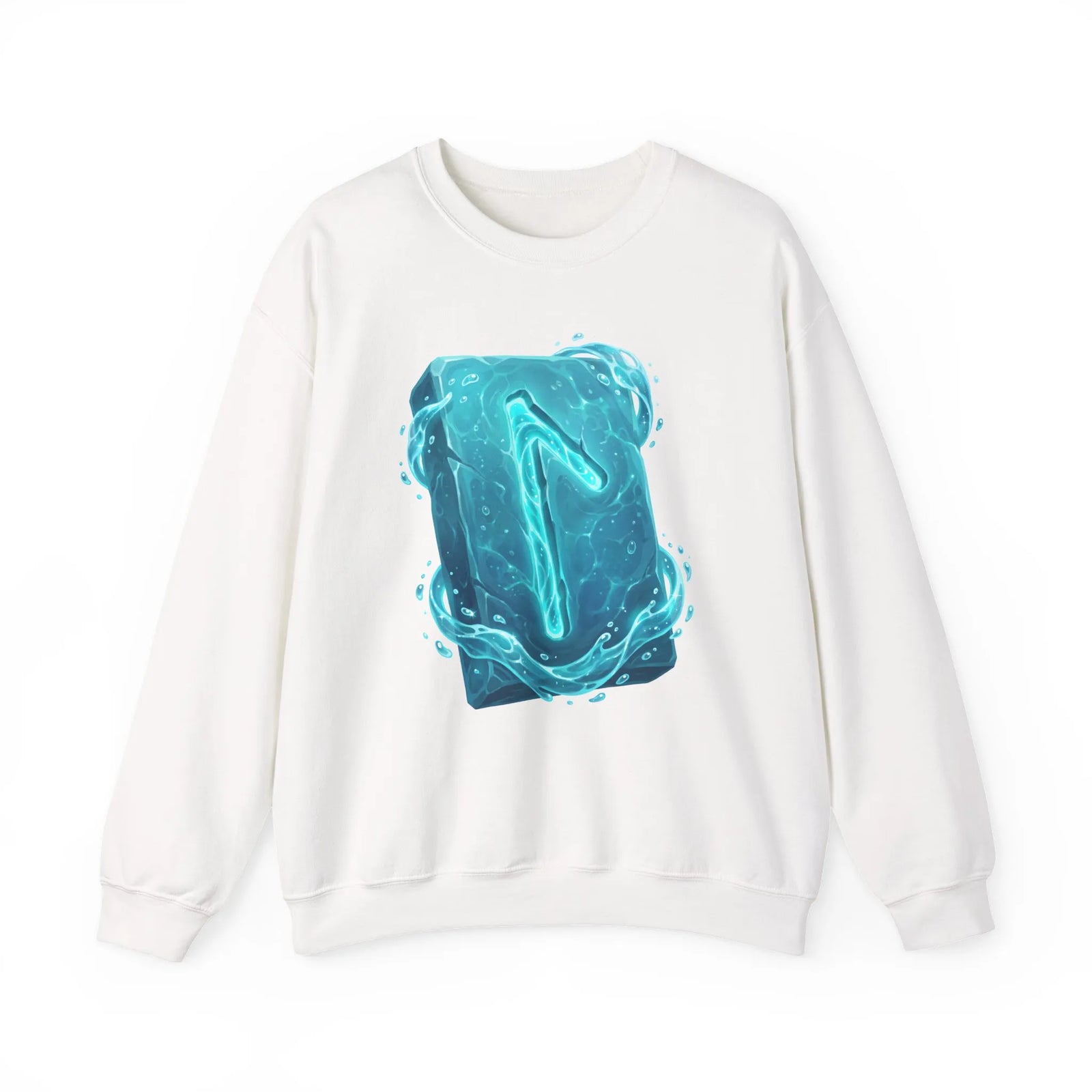 Laguz Water Rune Symbol Sweatshirt - Heavy Blend Crewneck Fleece - Unisex Ash Gray