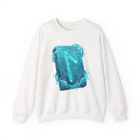 Laguz Water Rune Symbol Sweatshirt - Heavy Blend Crewneck Fleece - Unisex Ash Gray