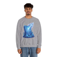 Tiwaz Rune Sword Graphic Sweatshirt - Heavy Blend Crewneck Fit - Unisex White
