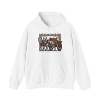 Freyja's Sacred Cats Chariot Graphic Hoodie - Cozy Fleece Pullover Hoodie - Unisex Off White
