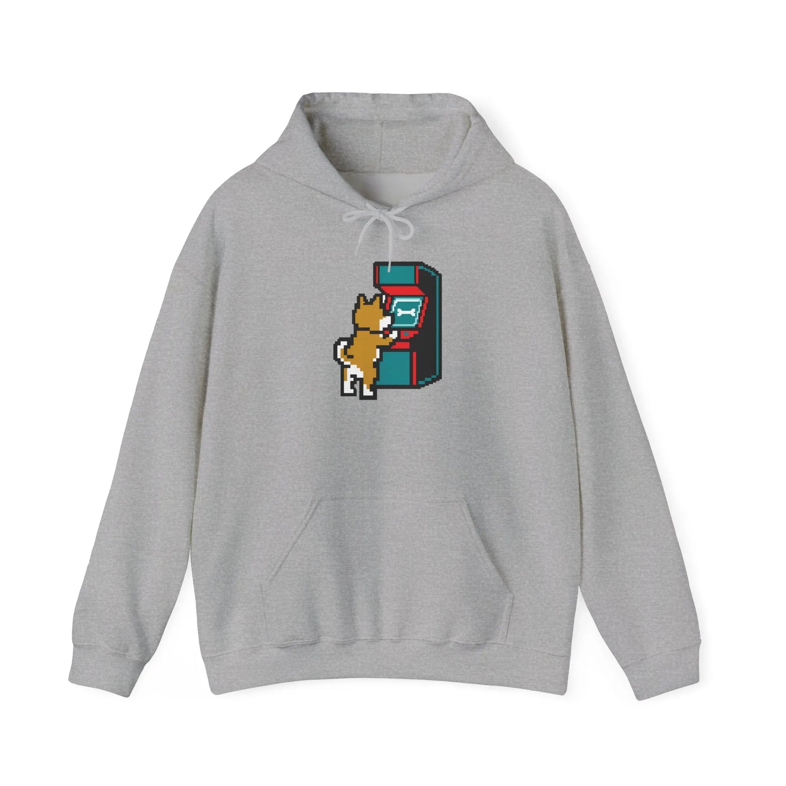 8-Bit Pixel Gaming Dogs Hoodie - Soft Cotton Blend Pullover Fleece - Unisex White