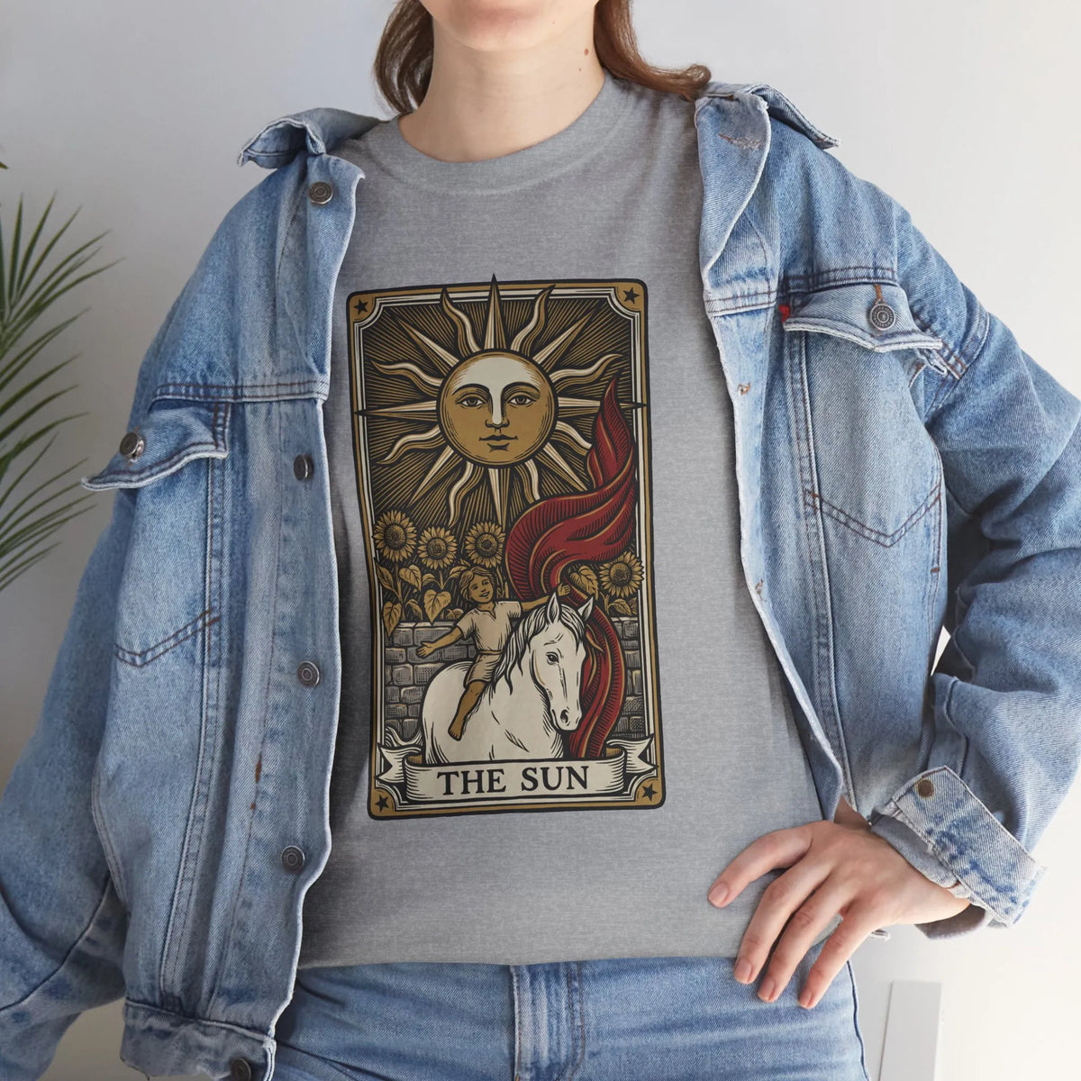 Tarot The Sun Card T-Shirt - Medium Weight 100% Cotton Tee - Unisex White