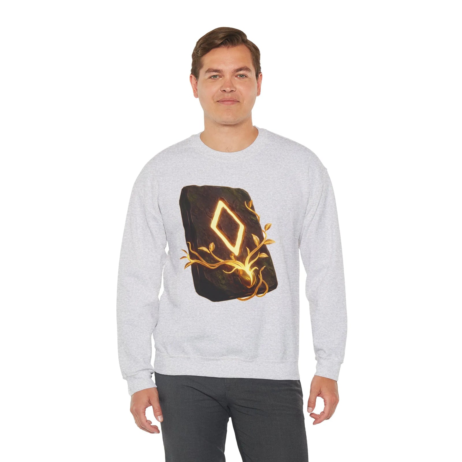 Ingwaz Rune Sacred Seed Sweatshirt - Classic Fit Heavy Blend Crewneck - Unisex White