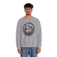 Norse Runestone Hound Odin's Wolves Sweatshirt - Medium-Heavy Cotton Blend Crewneck - Unisex White