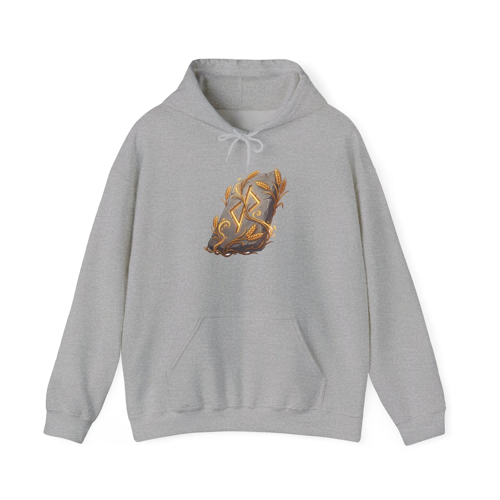 Jera Rune Harvest Wheel Hoodie - Soft Cotton Blend Pullover Hoodie - Unisex White