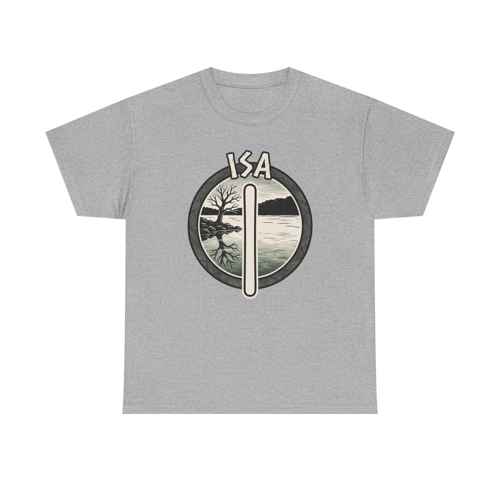 Isa Rune Ice Landscape T-Shirt - Heavy Cotton Classic Fit Crewneck - Unisex White