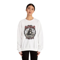 Skull Throne Heavy Metal Rocker Dogs Sweatshirt - Heavy Blend Cotton Poly Crewneck - Unisex White