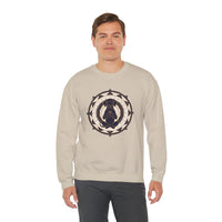 Meditating Dog Sacred Geometry Sweatshirt - Heavy Blend Fleece Crewneck - Unisex White