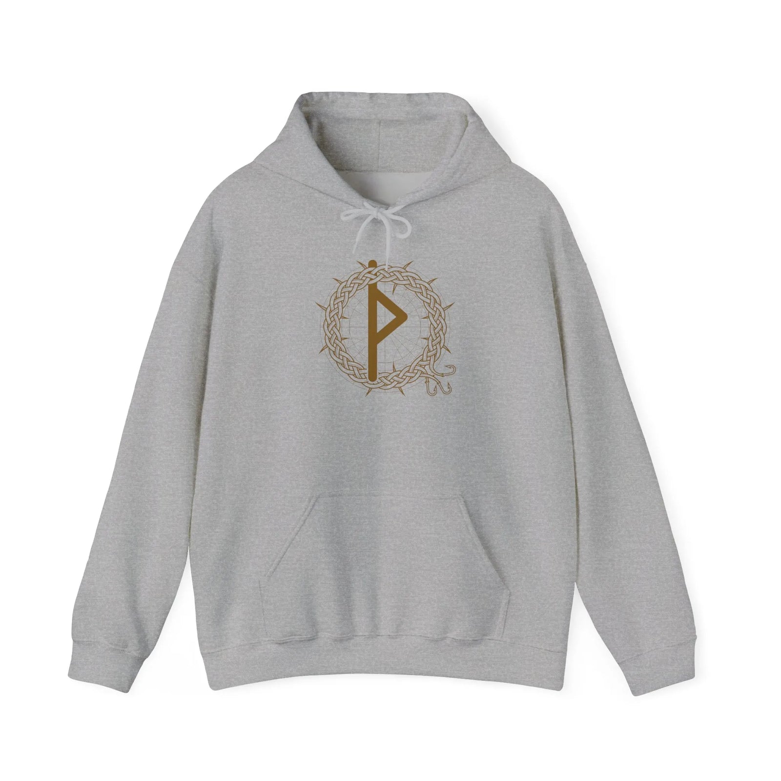 Thurisaz Rune Thorn Defense Hoodie - Heavy Blend Fleece Pullover - Unisex White