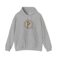 Thurisaz Rune Thorn Defense Hoodie - Heavy Blend Fleece Pullover - Unisex White