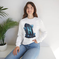 Hagalaz Rune Stone Graphic Sweatshirt - Heavy Blend Fleece Crewneck - Unisex White