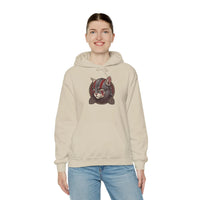 Viking Berserker Cat Warpaint Hoodie - Soft Cotton-Poly Fleece Pullover - Unisex Ash