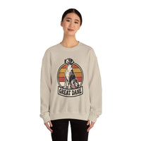Great Dane Retro Sunset Breeds Sweatshirt - Heavy Blend Crewneck 50/50 Cotton Poly - Unisex White