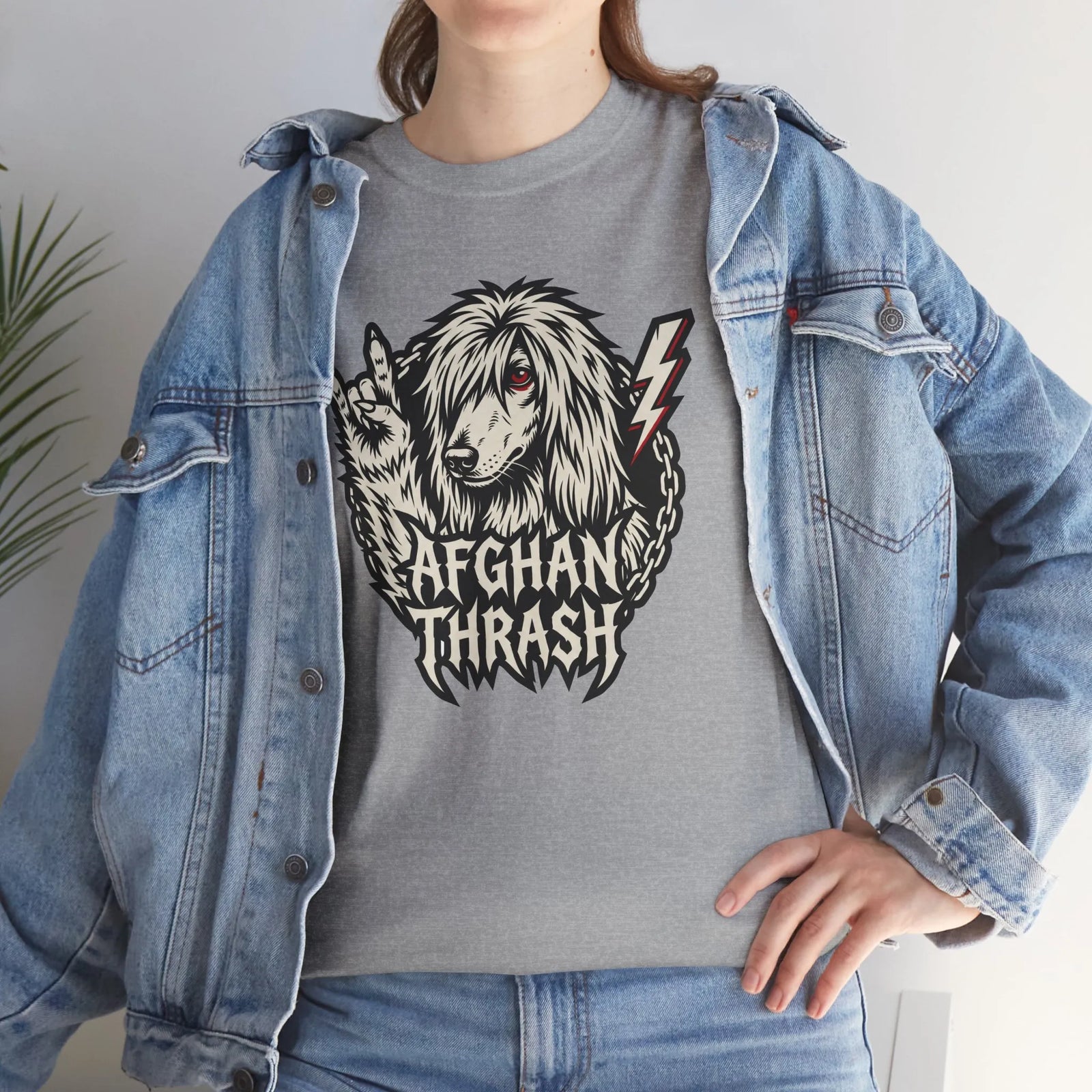 Headbanger Rocker Dogs Graphic T-Shirt - Heavy Cotton Classic Fit Tee - Unisex White