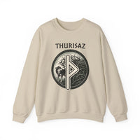 Norse Thurisaz Rune Wolf Sweatshirt - Heavy Blend Fleece Crewneck - Unisex Off White
