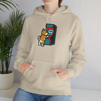 8-Bit Pixel Gaming Dogs Hoodie - Soft Cotton Blend Pullover Fleece - Unisex White