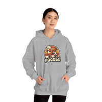 Retro 70s Sunset Poodle Hoodie - Cozy Cotton Blend Pullover - Unisex White