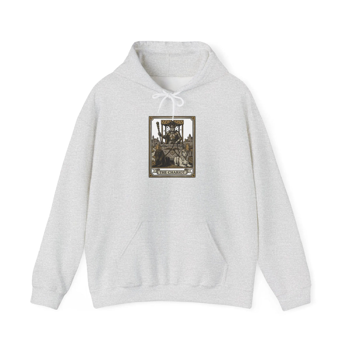 The Chariot Tarot Card Hoodie - Heavy Blend Fleece Pullover - Unisex Off White