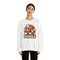 Poodle Retro 70s Sunset Sweatshirt - Heavy Blend Fleece Crewneck - Unisex White