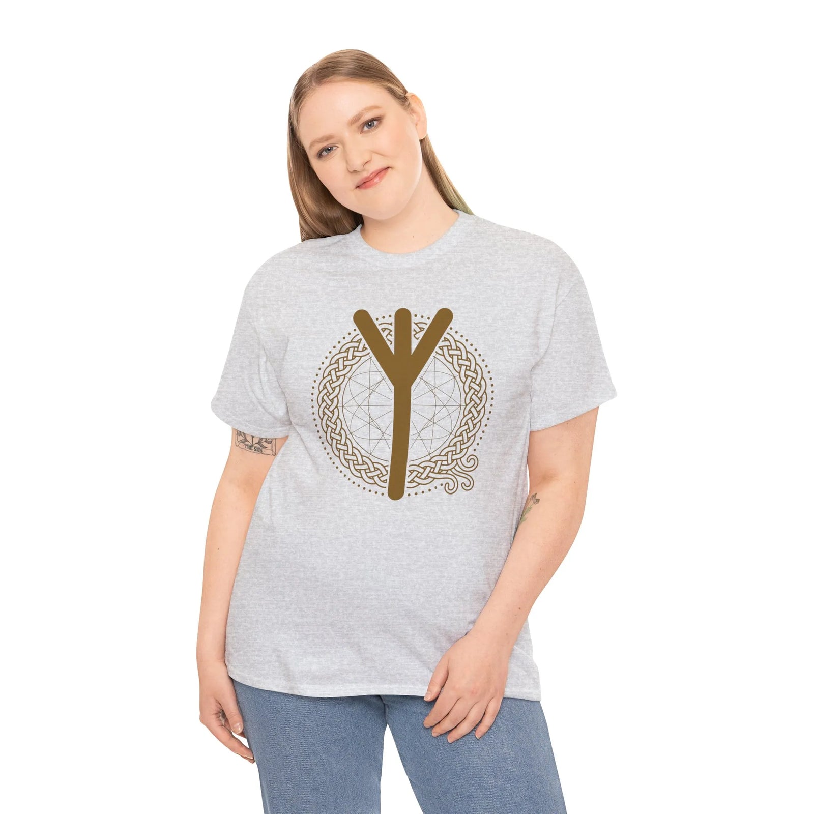 Elhaz Rune Protection Graphic T-Shirt - Heavyweight Cotton Classic Tee - Unisex White