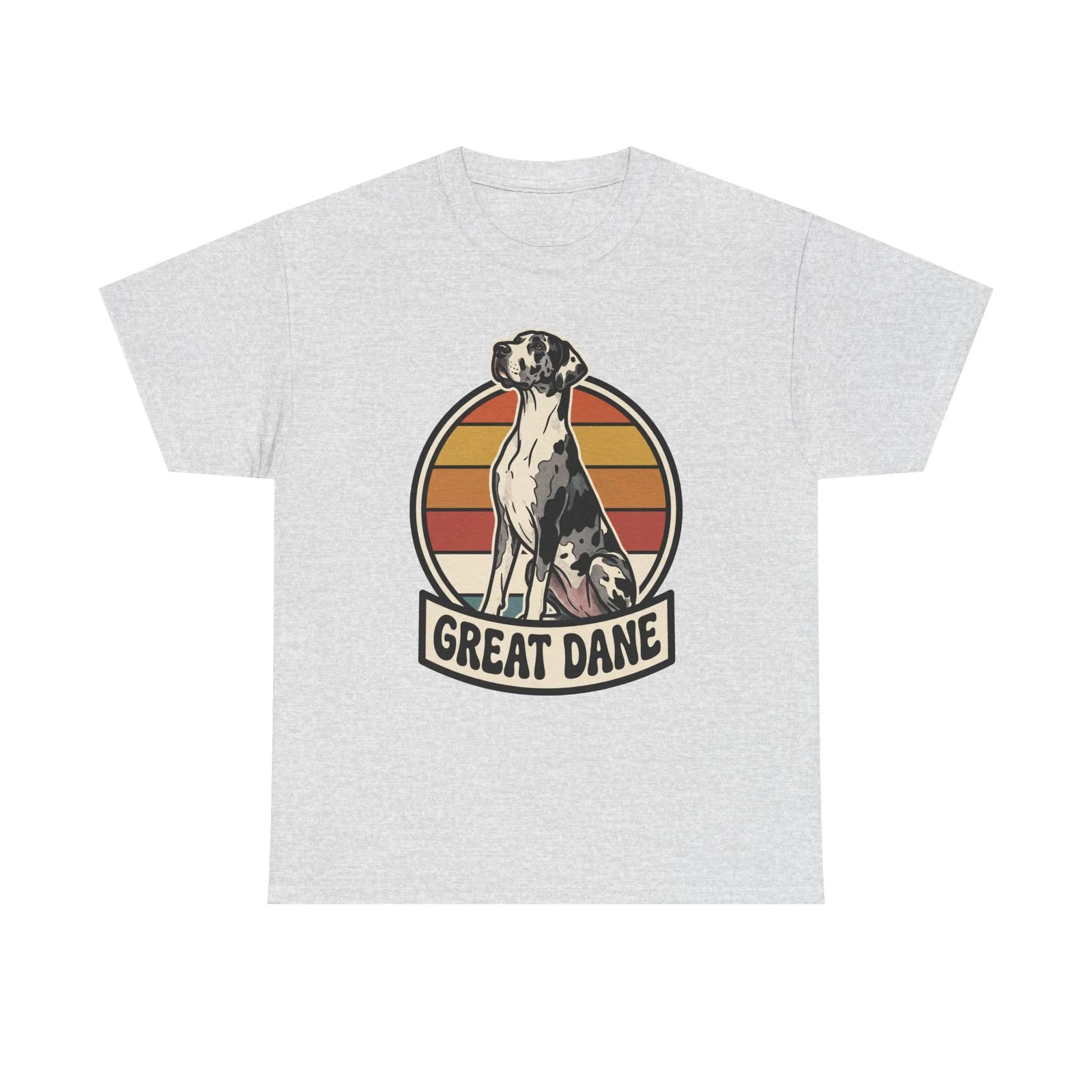Great Dane Retro 70s Sunset Graphic T-Shirt - Heavy Cotton Classic Fit Tee - Unisex White