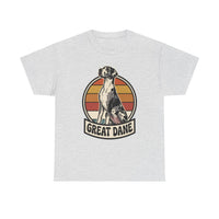 Great Dane Retro 70s Sunset Graphic T-Shirt - Heavy Cotton Classic Fit Tee - Unisex White