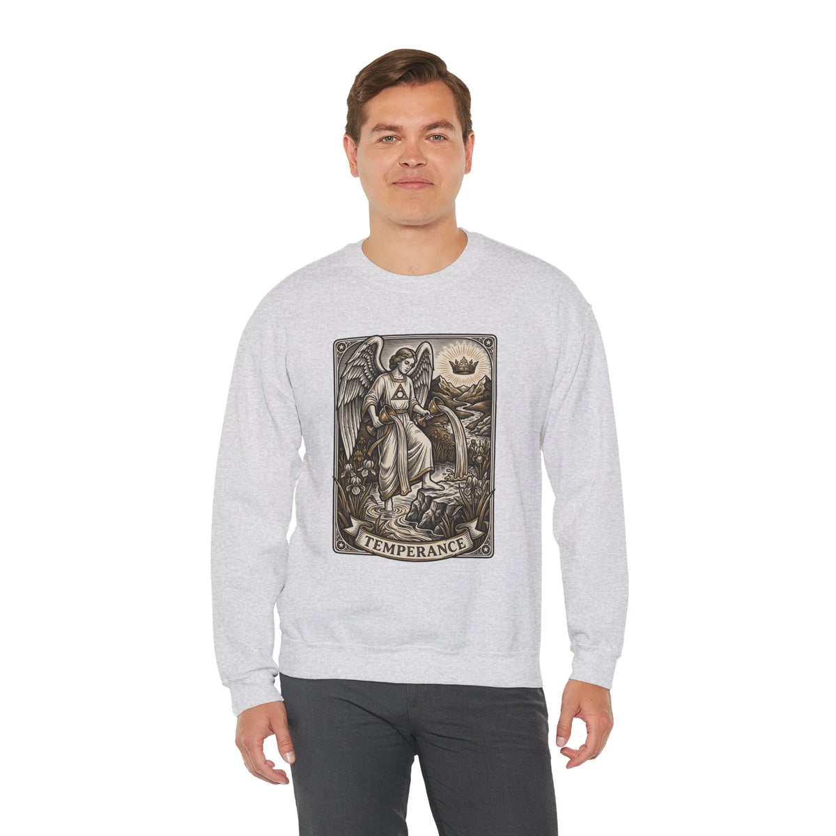 Temperance Tarot Card Angel Sweatshirt - Heavy Blend Fleece Crewneck - Unisex White