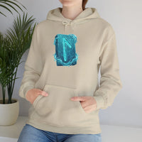 Laguz Water Rune Graphic Hoodie - Soft Fleece Blend Pullover - Unisex White