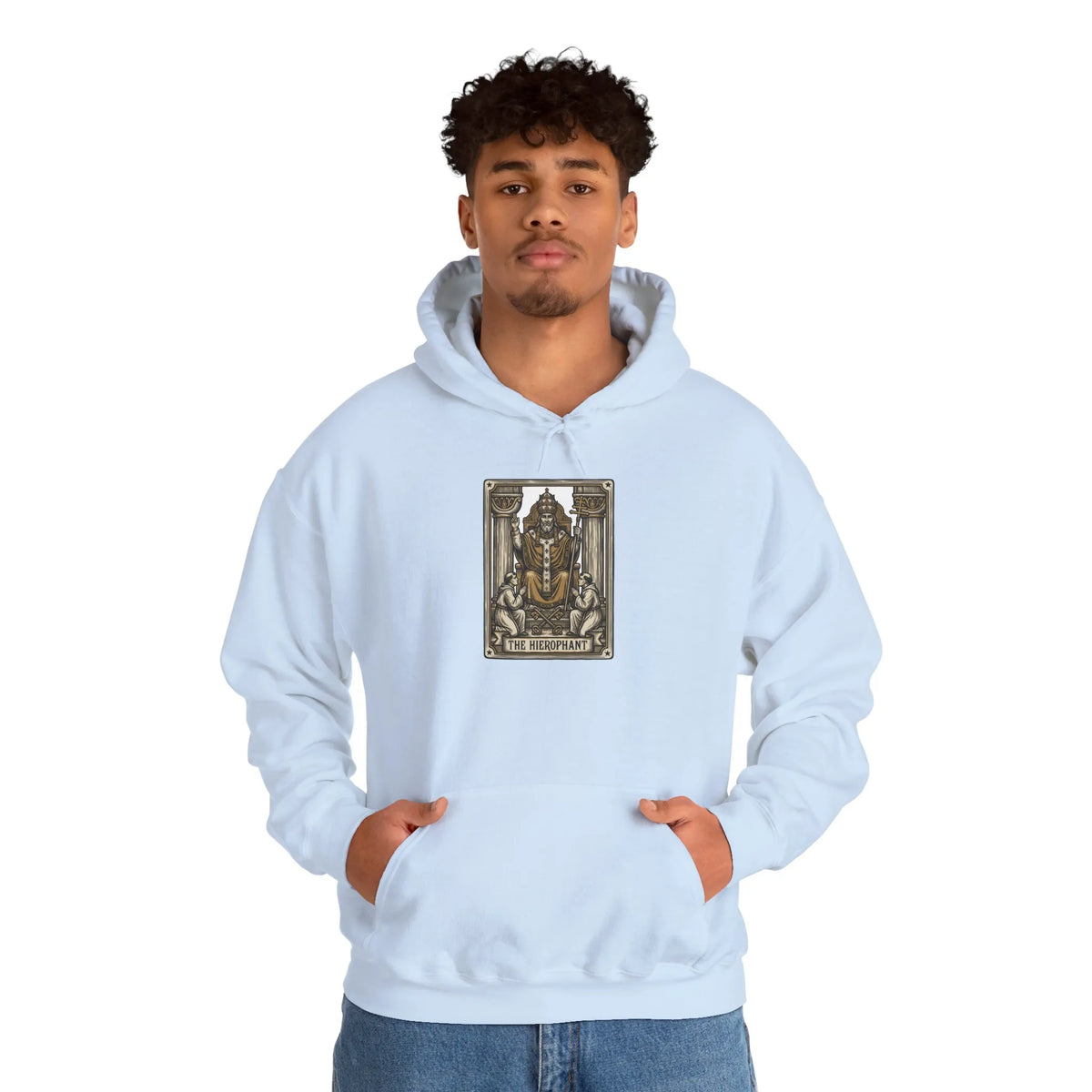 The Hierophant Tarot Card Hoodie - Heavyweight Fleece Pullover - Unisex White
