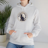 Moon Phases Sacred Geometry Cat Hoodie - Soft Fleece Pullover - Unisex White