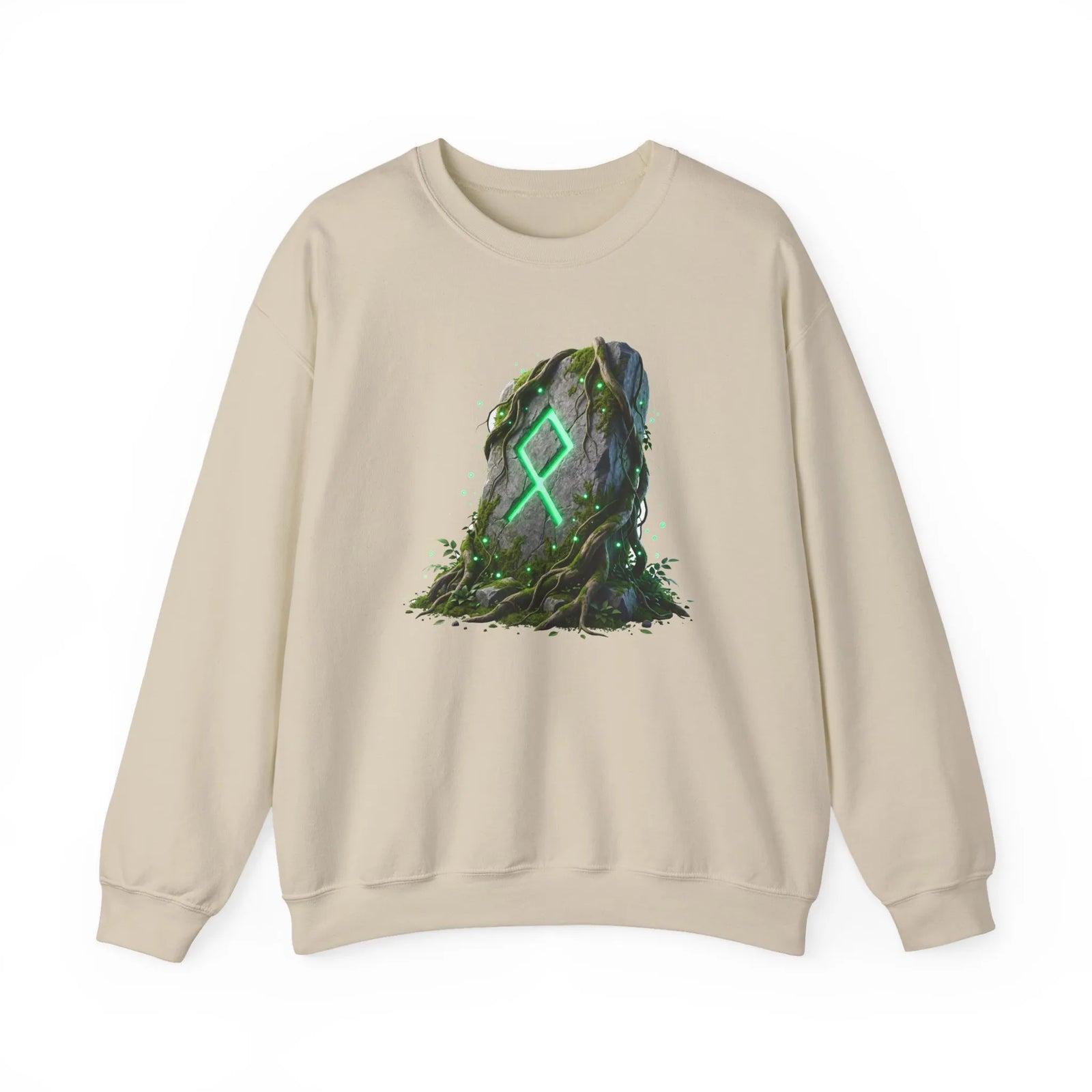 Othala Rune Ancient Stone Sweatshirt - Heavy Blend Cotton Polyester Crewneck - Unisex White