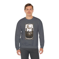 Moon Tarot Card Wolves Graphic Sweatshirt - Heavy Blend Fleece Crewneck - Unisex White