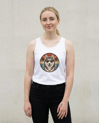 Siberian Husky Aviator Sunset Tank Top - Lightweight Retail Fit Jersey - Unisex White
