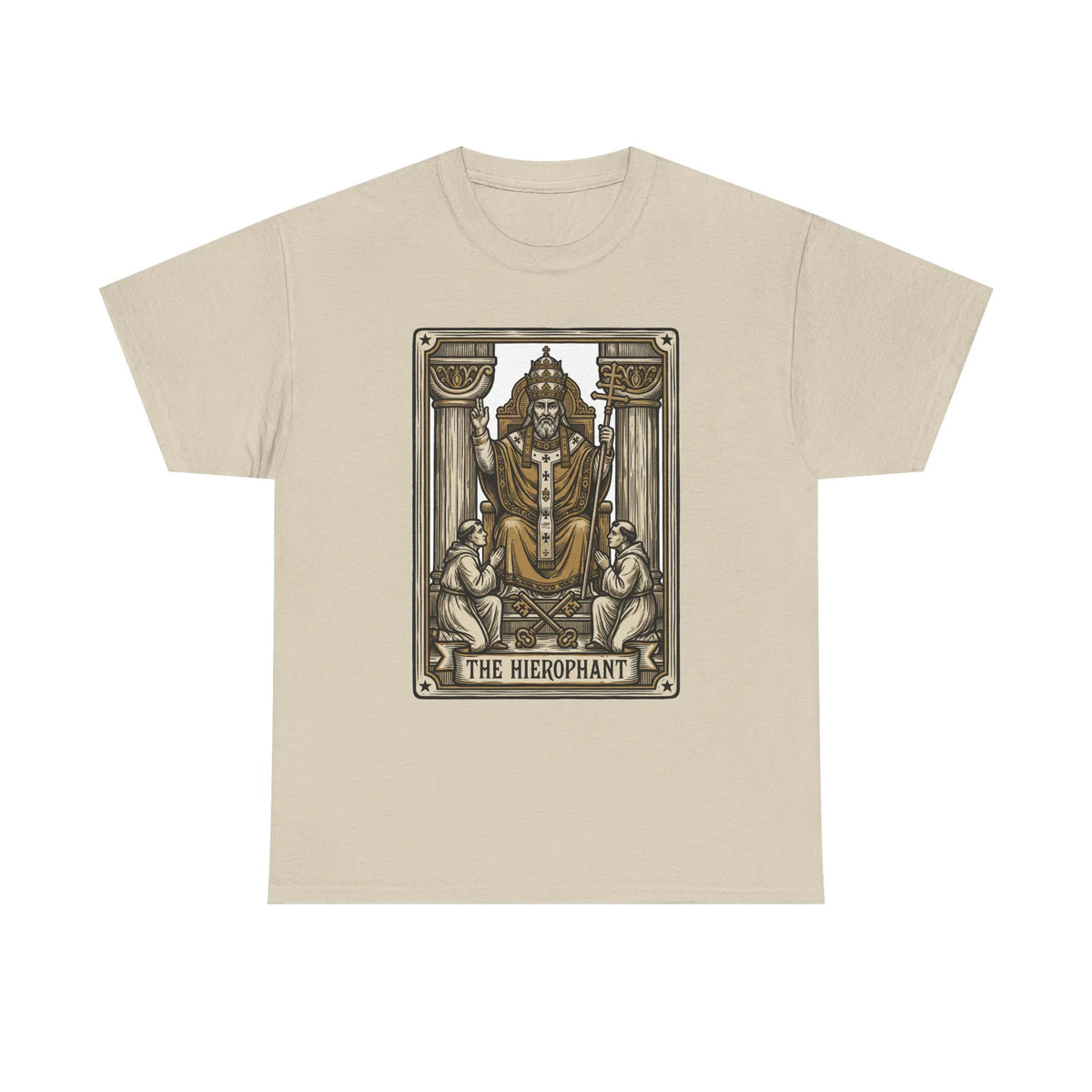 Hierophant Tarot Card Graphic T-Shirt - Heavy Cotton Classic Fit Tee - Unisex White