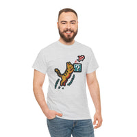 8-Bit Pixel Gaming Cats Graphic T-Shirt - Heavy Cotton Classic Fit Tee - Unisex White