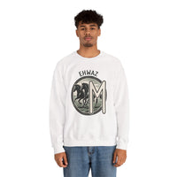 Ehwaz Divine Twins Horse Sweatshirt - Heavy Blend Cotton Blend Crewneck - Unisex White